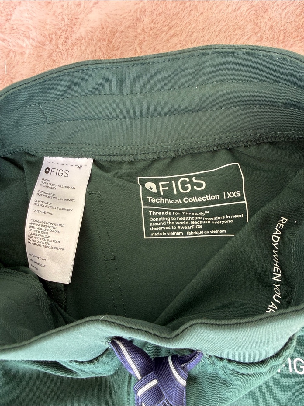 Figs British Racing Green Jogger XXS - Picture 2 of 3